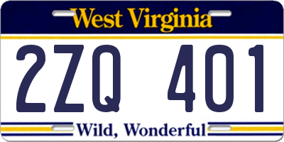 WV license plate 2ZQ401