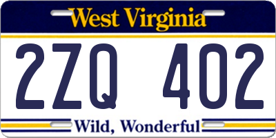 WV license plate 2ZQ402