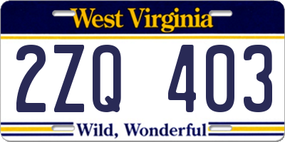 WV license plate 2ZQ403