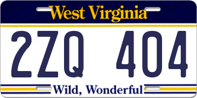 WV license plate 2ZQ404