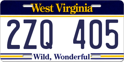 WV license plate 2ZQ405