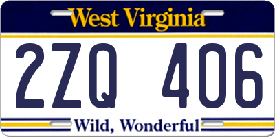 WV license plate 2ZQ406