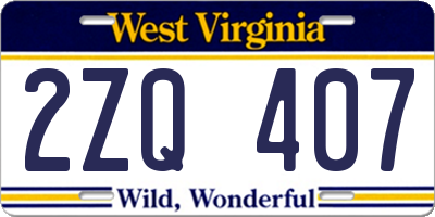 WV license plate 2ZQ407