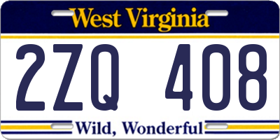 WV license plate 2ZQ408
