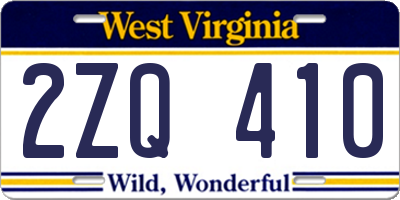 WV license plate 2ZQ410