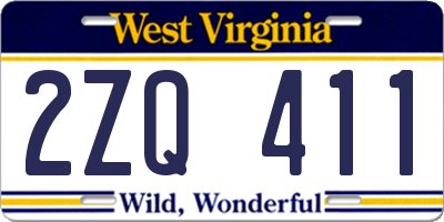 WV license plate 2ZQ411