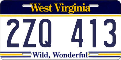 WV license plate 2ZQ413