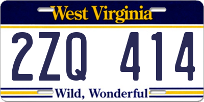WV license plate 2ZQ414