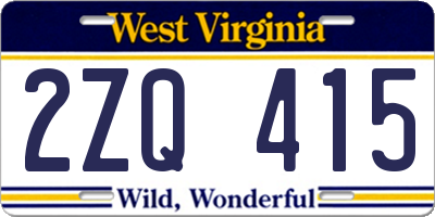 WV license plate 2ZQ415