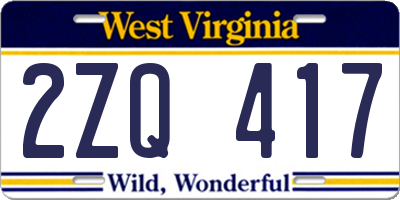 WV license plate 2ZQ417