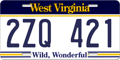 WV license plate 2ZQ421