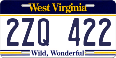 WV license plate 2ZQ422