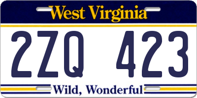 WV license plate 2ZQ423