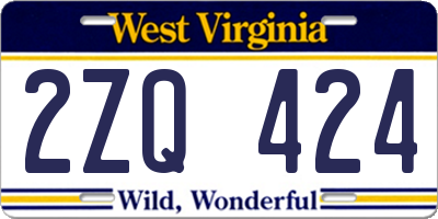 WV license plate 2ZQ424