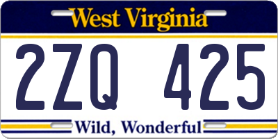 WV license plate 2ZQ425