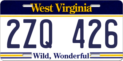 WV license plate 2ZQ426