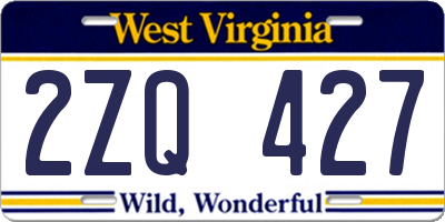 WV license plate 2ZQ427
