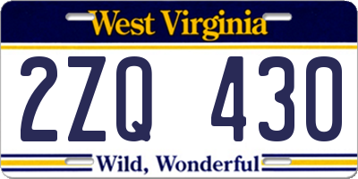 WV license plate 2ZQ430