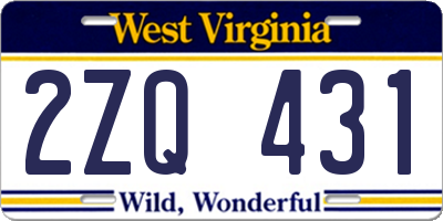 WV license plate 2ZQ431
