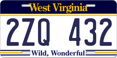 WV license plate 2ZQ432
