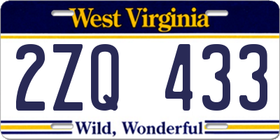 WV license plate 2ZQ433