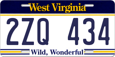 WV license plate 2ZQ434