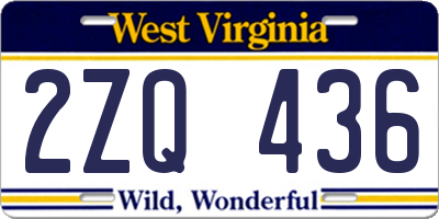 WV license plate 2ZQ436