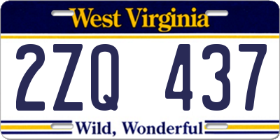 WV license plate 2ZQ437
