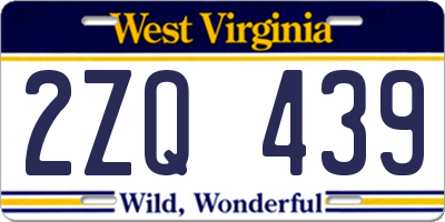 WV license plate 2ZQ439