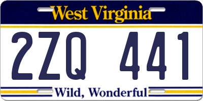 WV license plate 2ZQ441