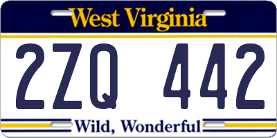 WV license plate 2ZQ442