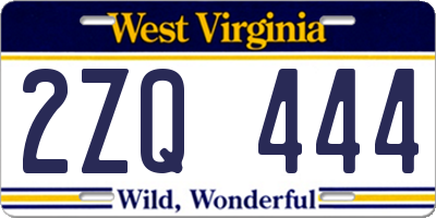 WV license plate 2ZQ444
