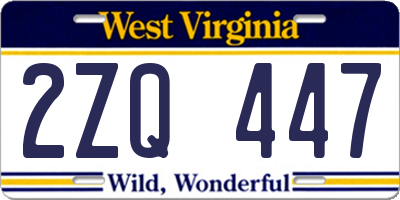 WV license plate 2ZQ447