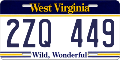 WV license plate 2ZQ449