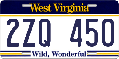 WV license plate 2ZQ450