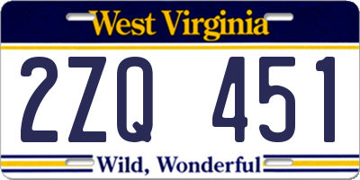 WV license plate 2ZQ451