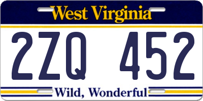 WV license plate 2ZQ452