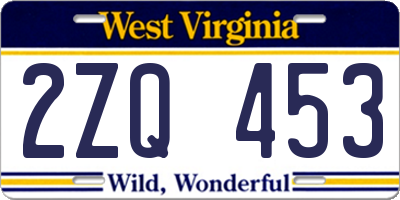 WV license plate 2ZQ453
