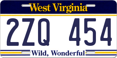 WV license plate 2ZQ454