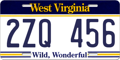 WV license plate 2ZQ456