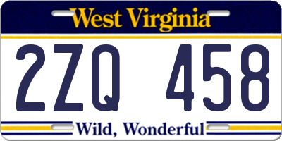 WV license plate 2ZQ458