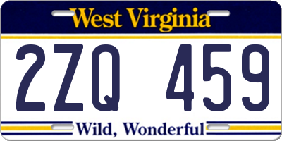 WV license plate 2ZQ459