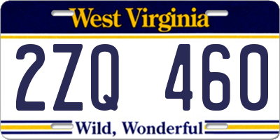 WV license plate 2ZQ460