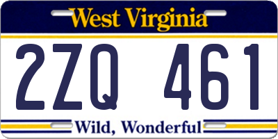WV license plate 2ZQ461