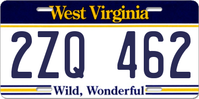 WV license plate 2ZQ462