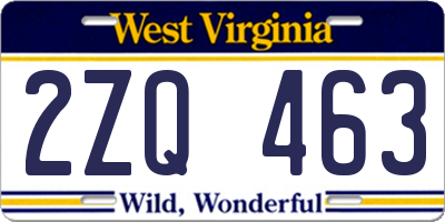 WV license plate 2ZQ463