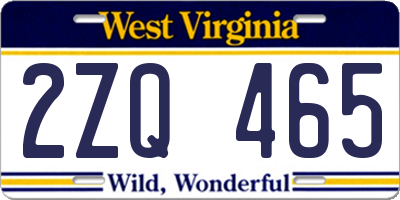WV license plate 2ZQ465
