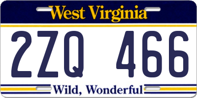 WV license plate 2ZQ466