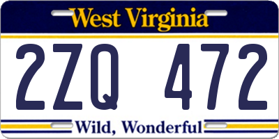 WV license plate 2ZQ472