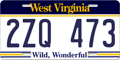WV license plate 2ZQ473